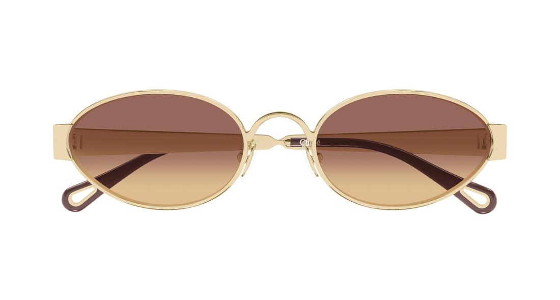 Óculos de sol chloé ch0355s 002 dorado round/oval/panthos femenino tamanho 54mm - Vista de detalhe