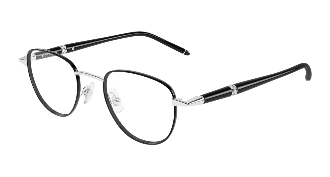 Prescription glasses montblanc mb0486o 002 plateado round/oval/panthos masculino size 48mm - Main view