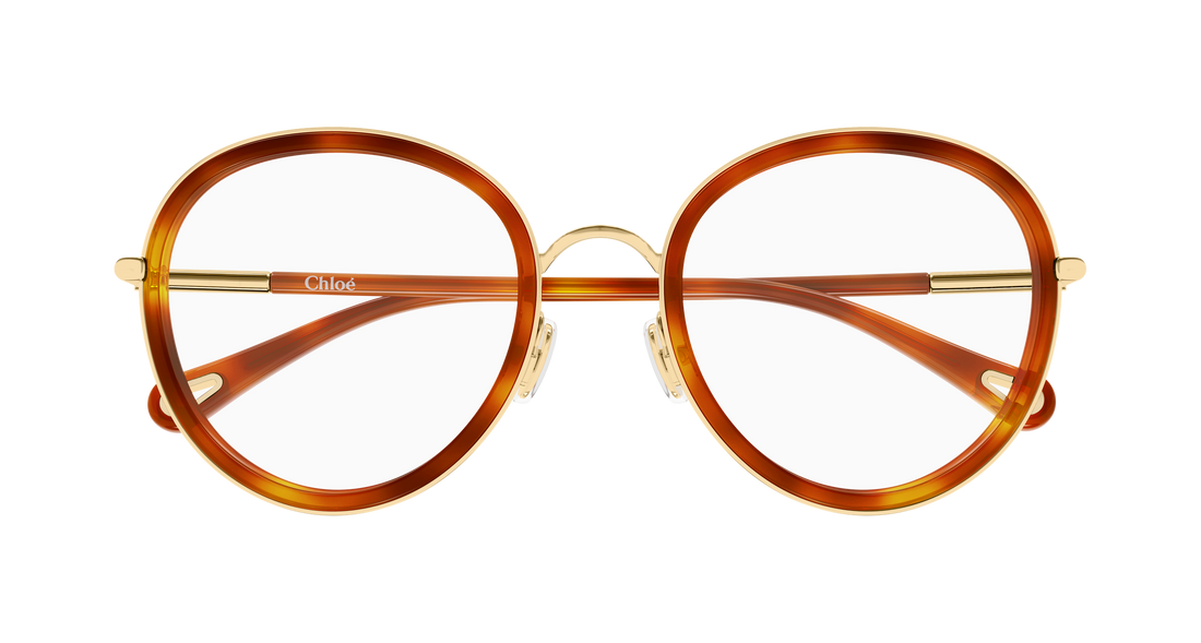 Óculos graduados chloé ch0374o 002 dorado round/oval/panthos femenino tamanho 53mm - Vista de detalhe