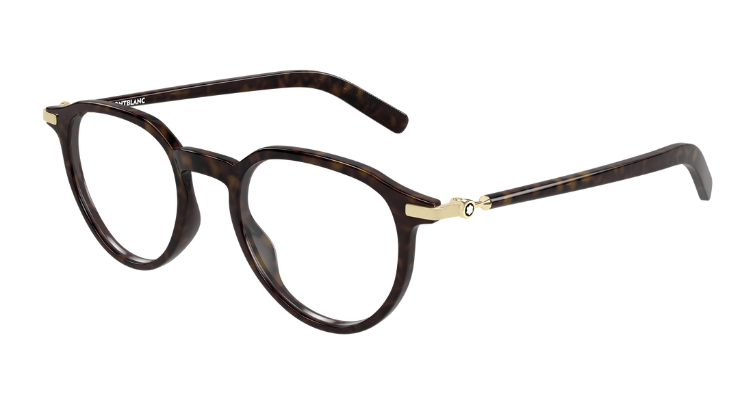 Occhiali da vista montblanc mb0495o 003 havana round/oval/panthos masculino taglia 49mm - Vista principale