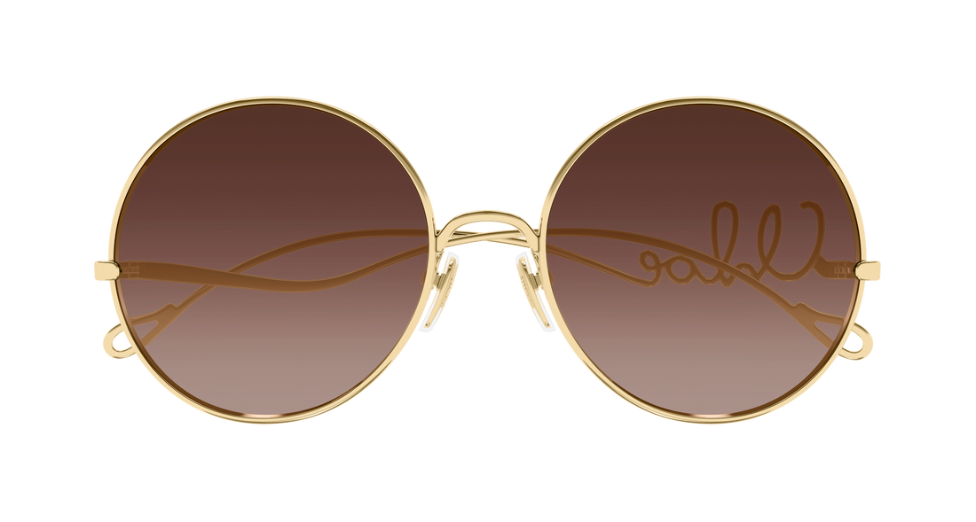 Óculos de sol chloé ch0372s 001 dorado round/oval/panthos femenino tamanho 56mm - Vista de detalhe