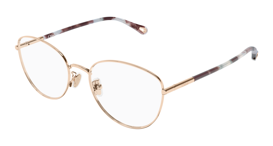 Briller chloé ch0401oa 001 dorado cat eye femenino størrelse 56mm - Hovedvisning