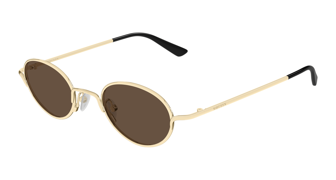 Solbriller alexander mcqueen am0562s 002 dorado round/oval/panthos unisex størrelse 46mm - Hovedvisning