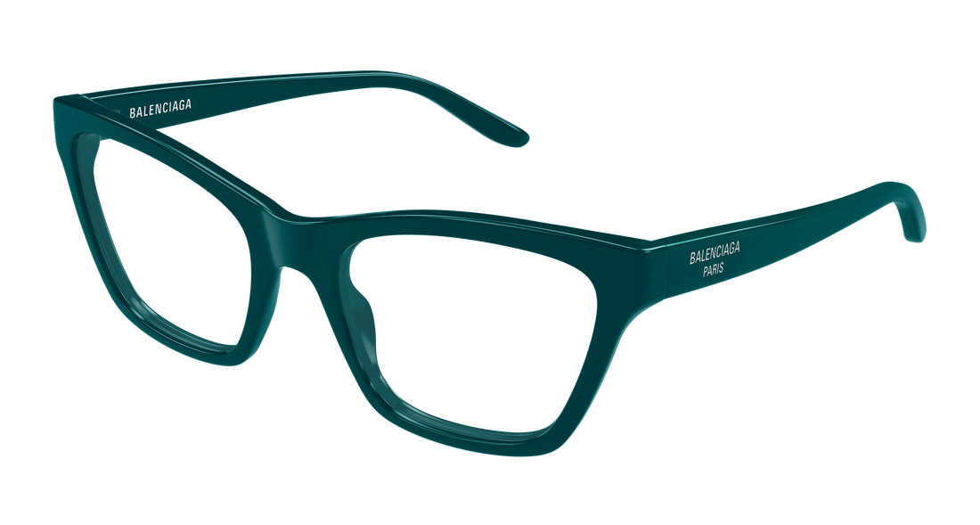 Briller balenciaga bb0440o 009 verde cat eye femenino størrelse 56mm - Hovedvisning