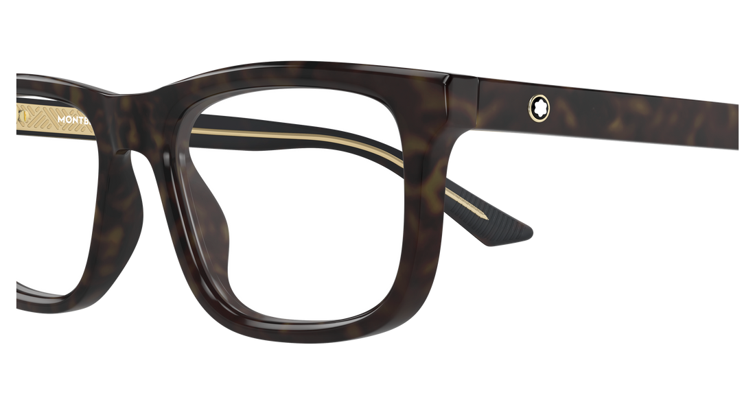 Lunettes de vue montblanc mb0457o 008 havana rectangular / squared masculino taille 57mm - Vue détaillée