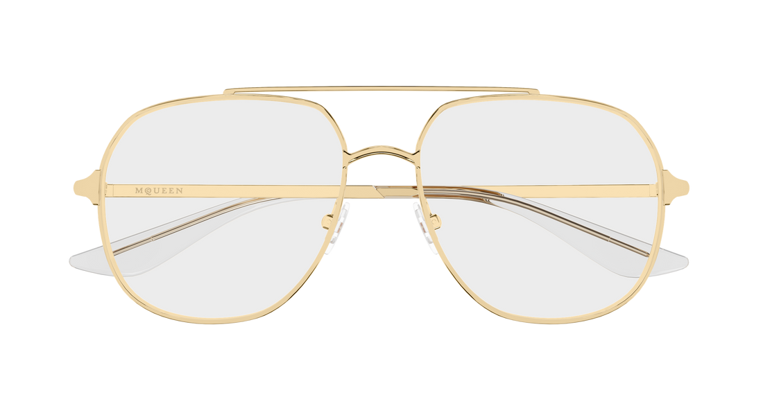 Brillen alexander mcqueen am0591o 002 dorado pilot/navigator unisex größe 55mm - Detailansicht