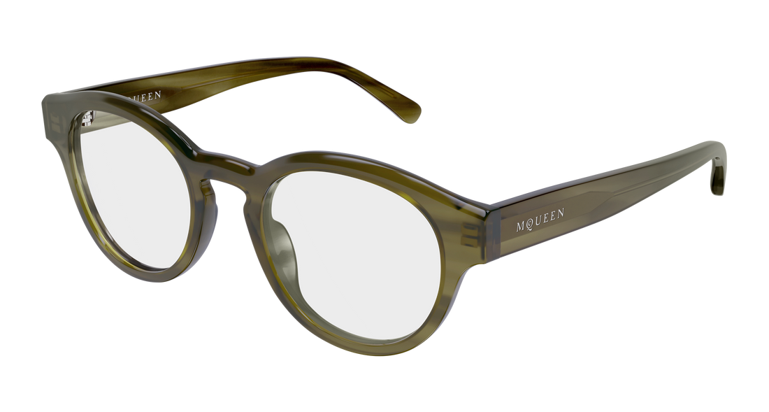 Brillen alexander mcqueen am0581o 003 havana round/oval/panthos unisex größe 49mm - Hauptansicht