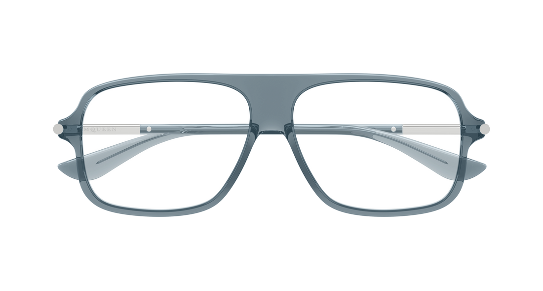 Gafas graduadas alexander mcqueen am0555o 004 azul pilot/navigator unisex talla 57mm - Vista de detalle
