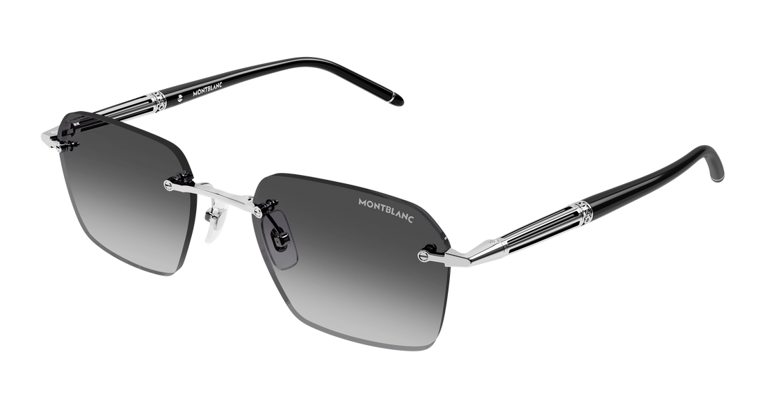 Solbriller montblanc mb0526s 001 plateado rectangular / squared masculino størrelse 54mm - Hovedvisning