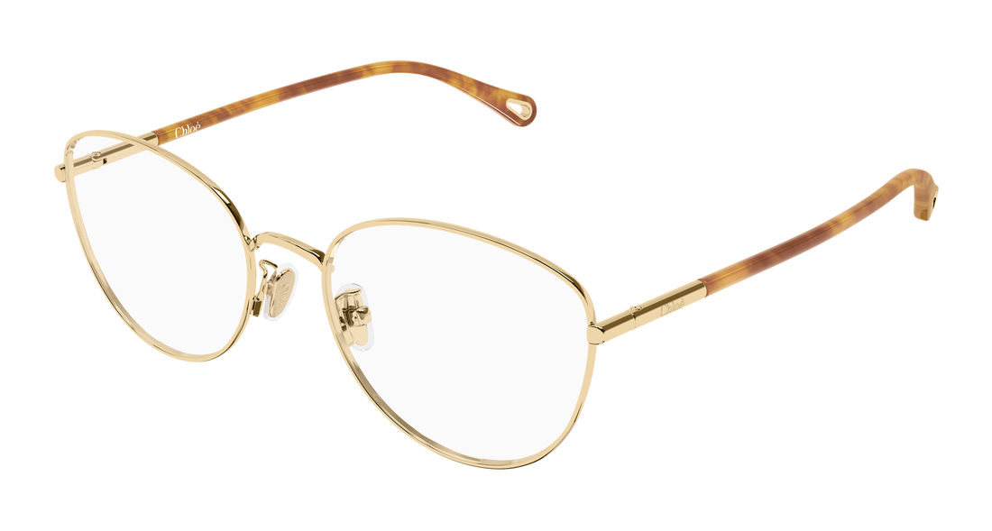 Briller chloé ch0401oa 002 dorado cat eye femenino størrelse 56mm - Hovedvisning