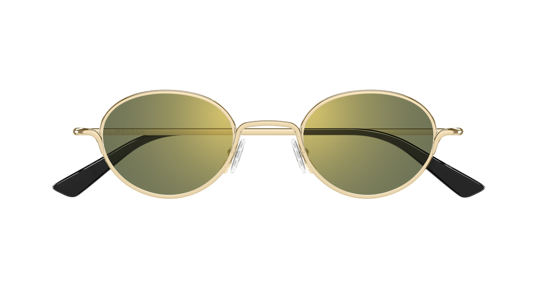 Solglasögon alexander mcqueen am0562s 003 dorado round/oval/panthos unisex storlek 46mm - Detaljvy