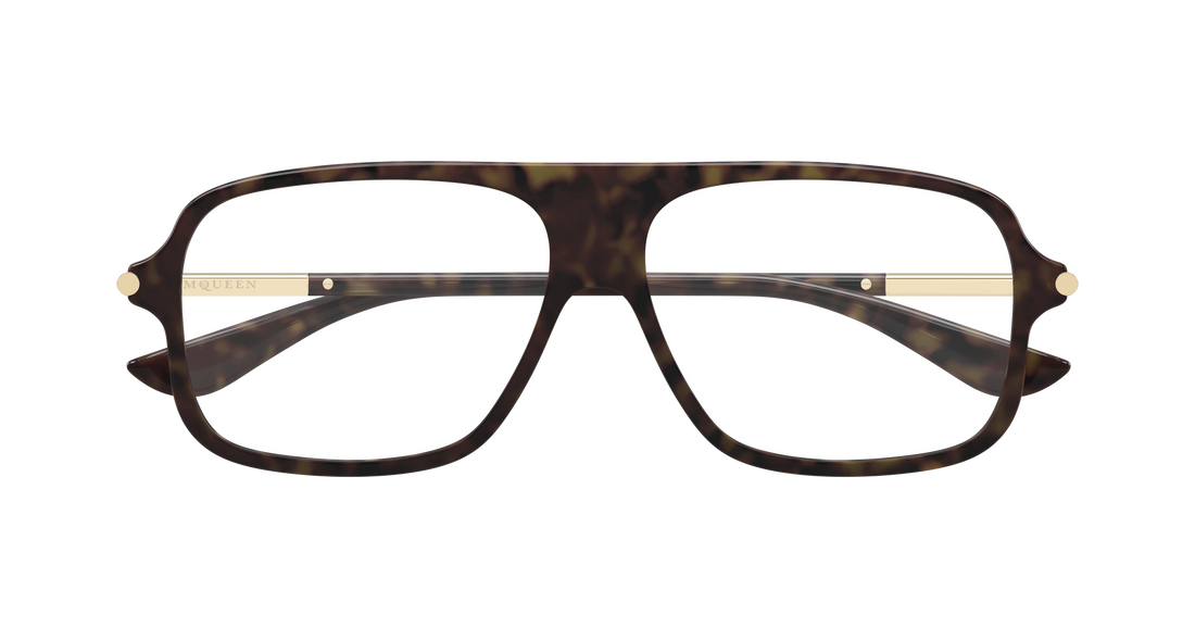 Gafas graduadas alexander mcqueen am0555o 002 havana pilot/navigator unisex talla 57mm - Vista de detalle