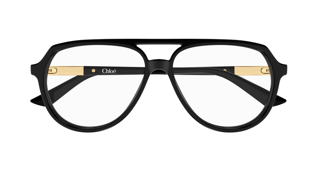 Óculos graduados chloé ch0366o 001 negro pilot/navigator femenino tamanho 57mm - Vista de detalhe