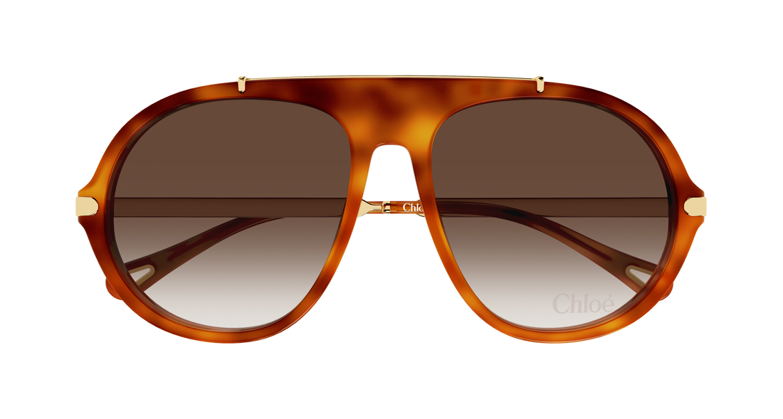 Óculos de sol chloé ch0357s 002 havana round/oval/panthos femenino tamanho 58mm - Vista de detalhe