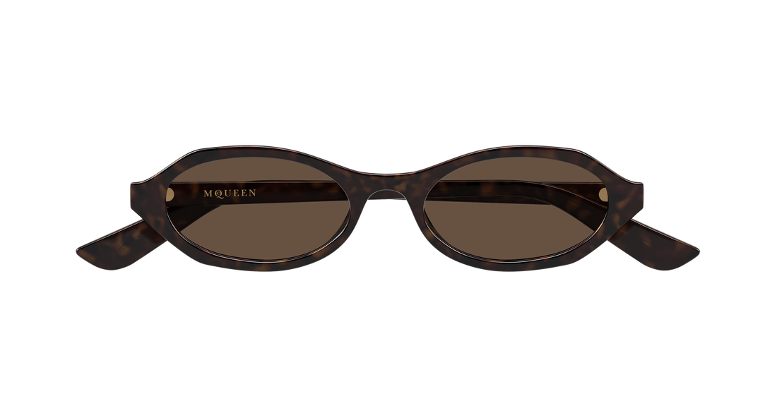 Óculos de sol alexander mcqueen am0559s 002 havana round/oval/panthos femenino tamanho 51mm - Vista de detalhe