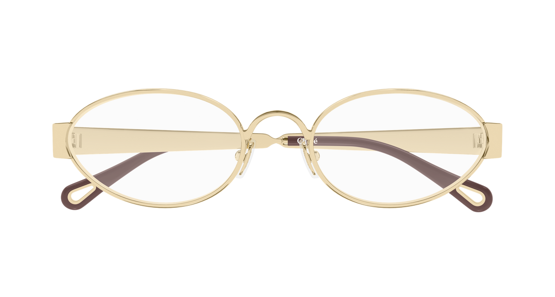 Óculos graduados chloé ch0355o 002 dorado round/oval/panthos femenino tamanho 54mm - Vista de detalhe