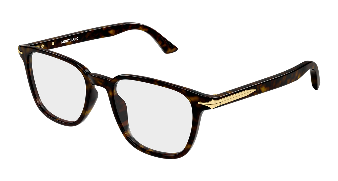 Brillen montblanc mb0517o 002 havana rectangular / squared masculino maat 52mm - Hoofdaanzicht