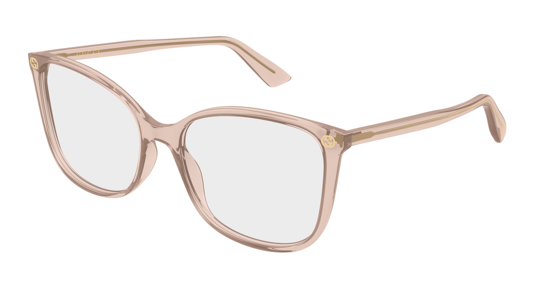 Lunettes de vue gucci gg0026o 032 beige cat eye femenino taille 55mm - Vue principale