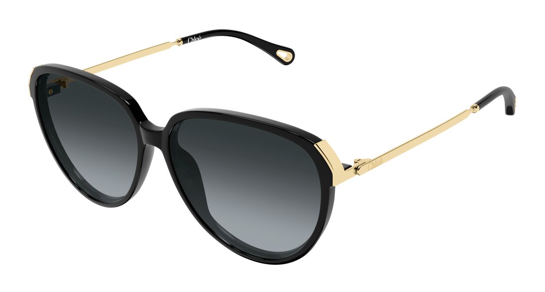 Solbriller chloé ch0406s 001 negro round/oval/panthos femenino størrelse 59mm - Hovedvisning