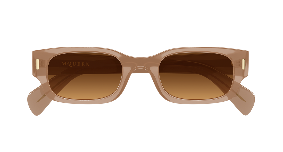 Óculos de sol alexander mcqueen am0549s 003 marron round/oval/panthos unisex tamanho 50mm - Vista de detalhe