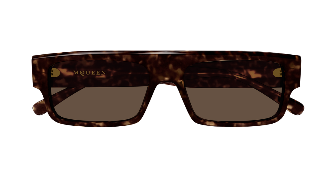 Solbriller alexander mcqueen am0580s 002 havana rectangular / squared masculino størrelse 55mm - Detaljeret visning