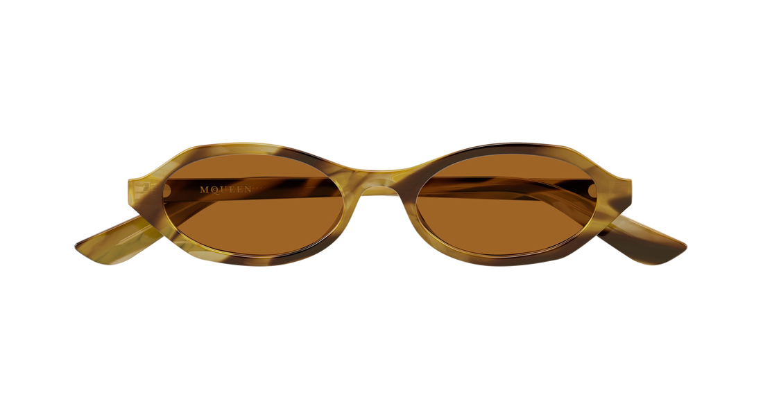 Solglasögon alexander mcqueen am0559s 003 havana round/oval/panthos femenino storlek 51mm - Detaljvy