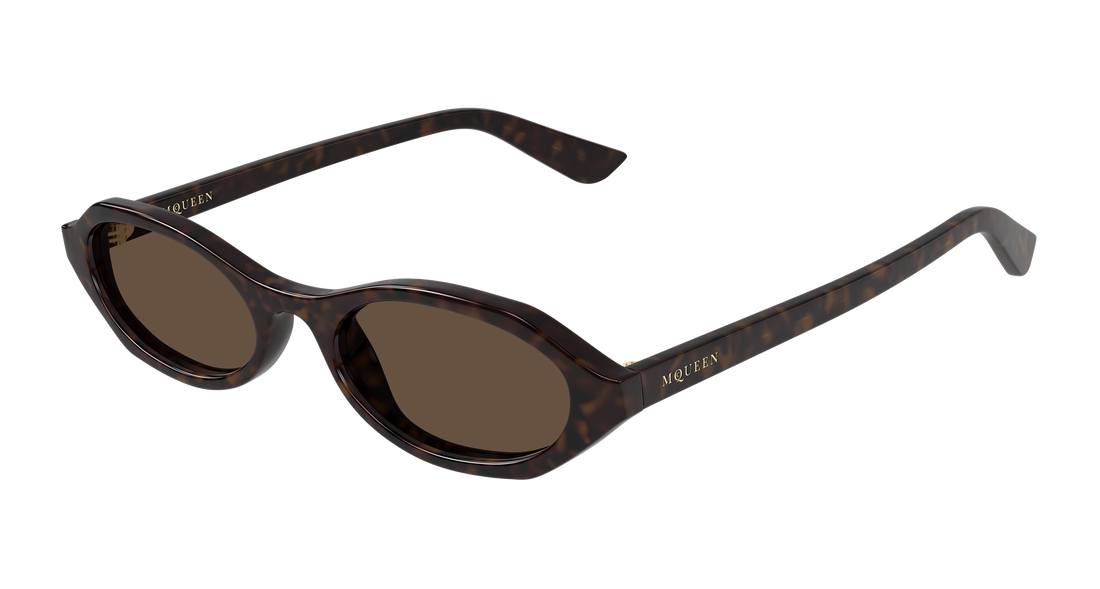 Solglasögon alexander mcqueen am0559s 002 havana round/oval/panthos femenino storlek 51mm - Huvudvy