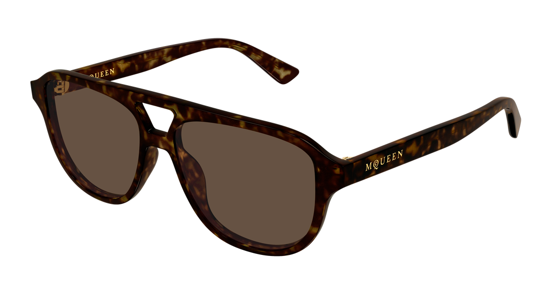 Solbriller alexander mcqueen am0573s 002 havana pilot/navigator unisex størrelse 54mm - Hovedvisning
