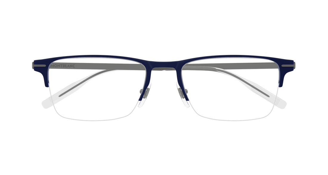 Prescription glasses montblanc mb0468o 003 azul rectangular / squared masculino size 55mm - Detailed view
