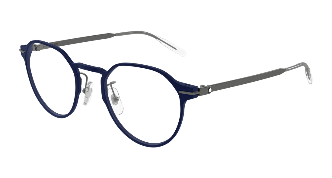 Prescription glasses montblanc mb0469ol 003 azul round/oval/panthos masculino size 50mm - Main view