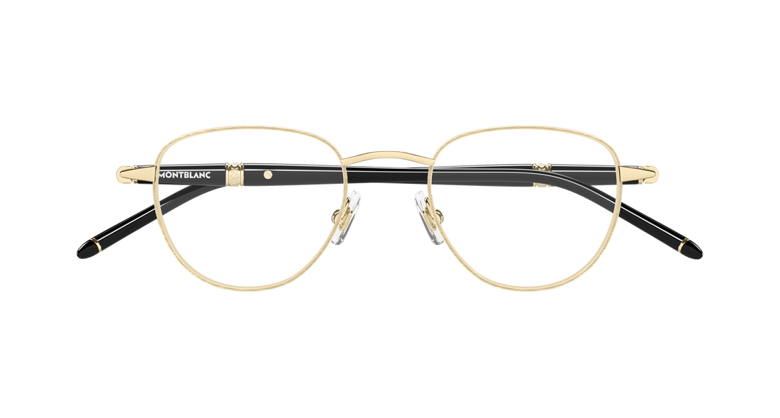 Prescription glasses montblanc mb0486o 003 dorado round/oval/panthos masculino size 48mm - Detailed view