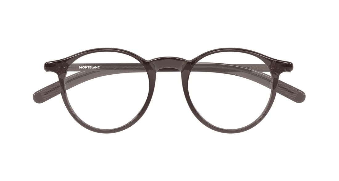 Occhiali da vista montblanc mb0329o 006 marron round/oval/panthos masculino taglia 49mm - Vista dettagliata