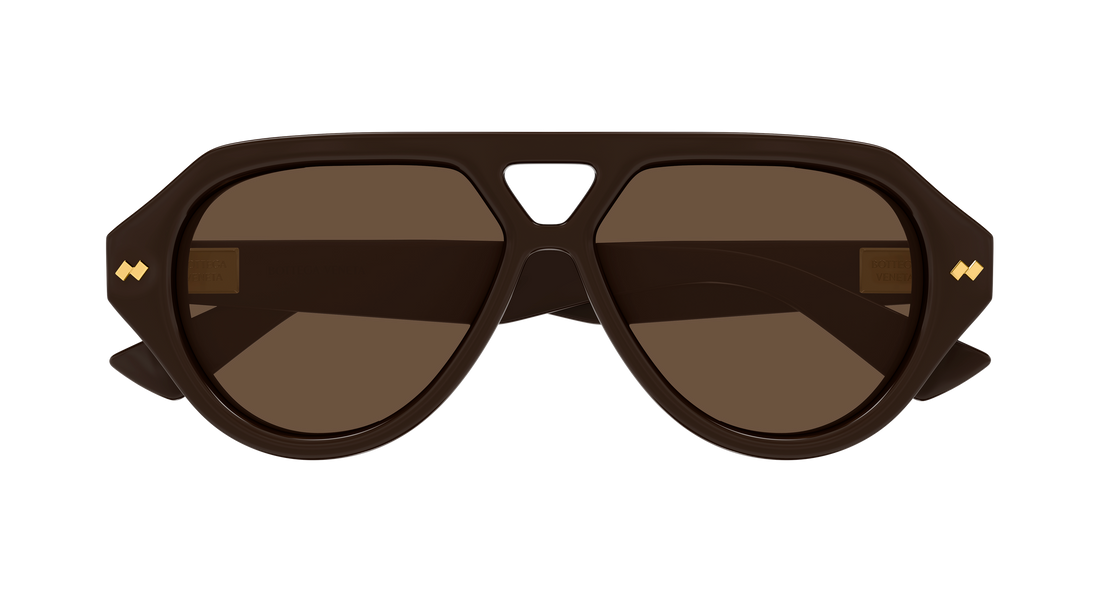 Okulary przeciwsłoneczne bottega veneta bv1485s 004 marron pilot/navigator unisex rozmiar 56mm - Widok szczegółowy