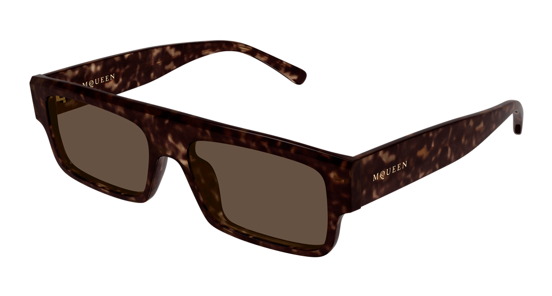 Solbriller alexander mcqueen am0580s 002 havana rectangular / squared masculino størrelse 55mm - Hovedvisning