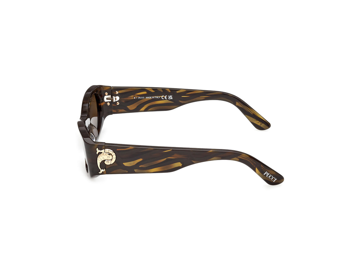 Occhiali da sole emilio pucci ep0243 56e havana shield femenino taglia 54mm - Vista dettagliata