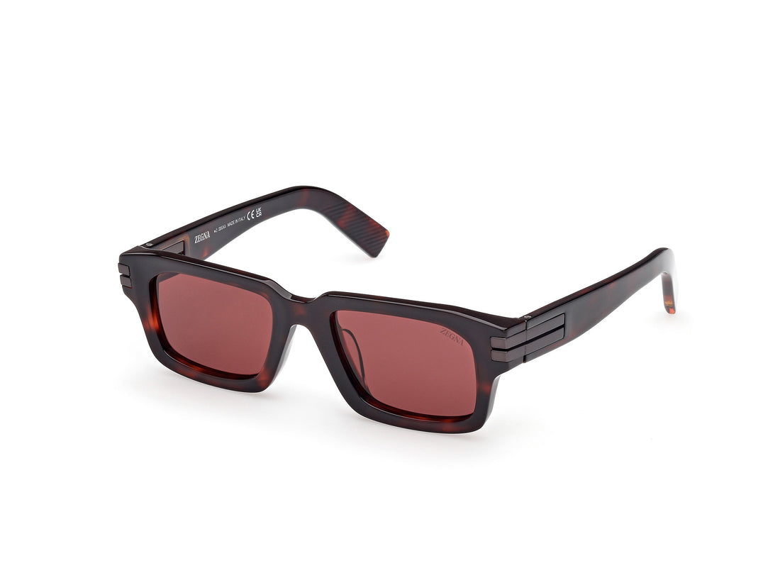 Lunettes de soleil ermenegildo zegna ez0255 54s havana rectangular masculino taille 51mm - Vue principale