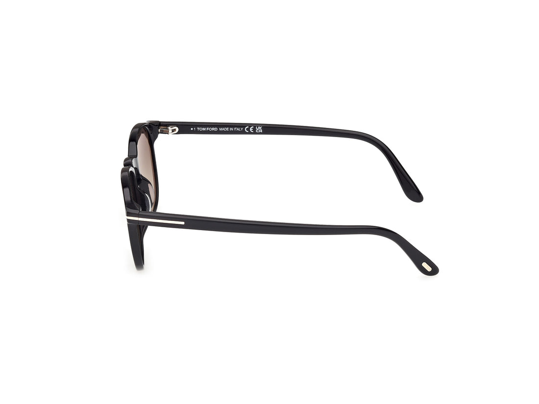 Óculos de sol tom ford ft1302 holt-02 01b negro round masculino tamanho 50mm - Vista de detalhe