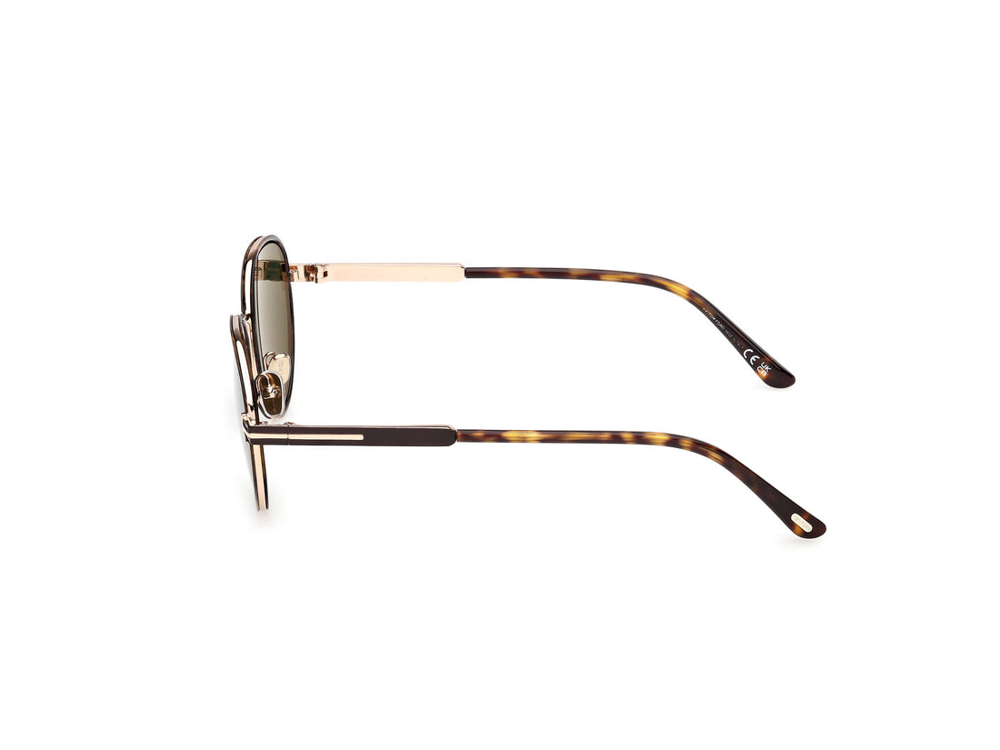 Óculos de sol tom ford ft1339 jet-02 52n havana round unisex tamanho 51mm - Vista de detalhe