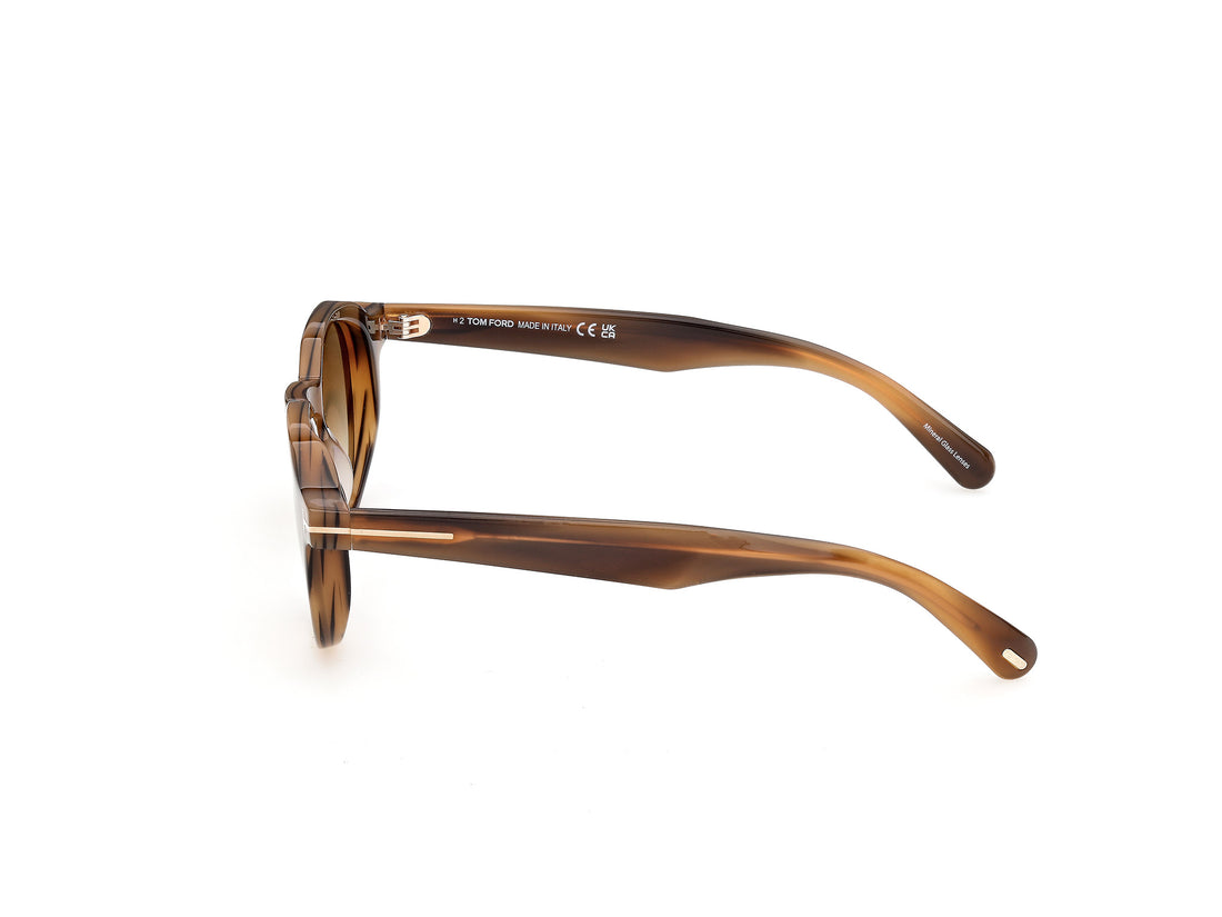 Lunettes de soleil tom ford ft1358 thomas-02 55f havana round masculino taille 49mm - Vue détaillée