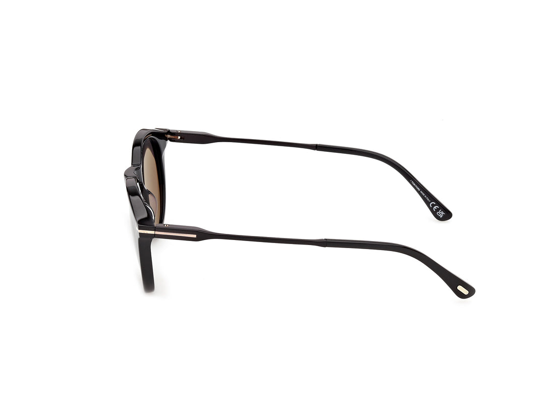 Solbriller tom ford ft1410 olivier-02 01a negro round masculino størrelse 52mm - Detaljeret visning