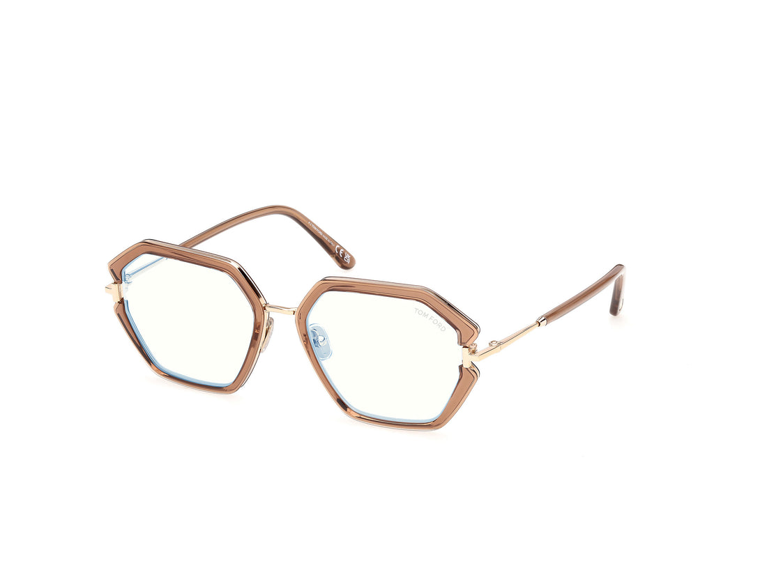 Briller tom ford ft6195-b 045 marron geometric femenino størrelse 54mm - Detaljeret visning
