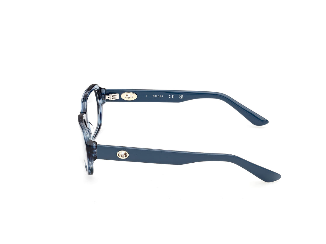 Óculos graduados guess gu50380 092 azul geometric femenino tamanho 56mm - Vista de detalhe