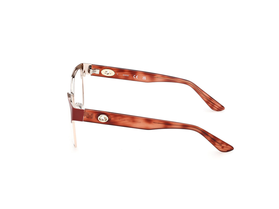 Óculos graduados guess gu50382 067 rojo round femenino tamanho 55mm - Vista de detalhe