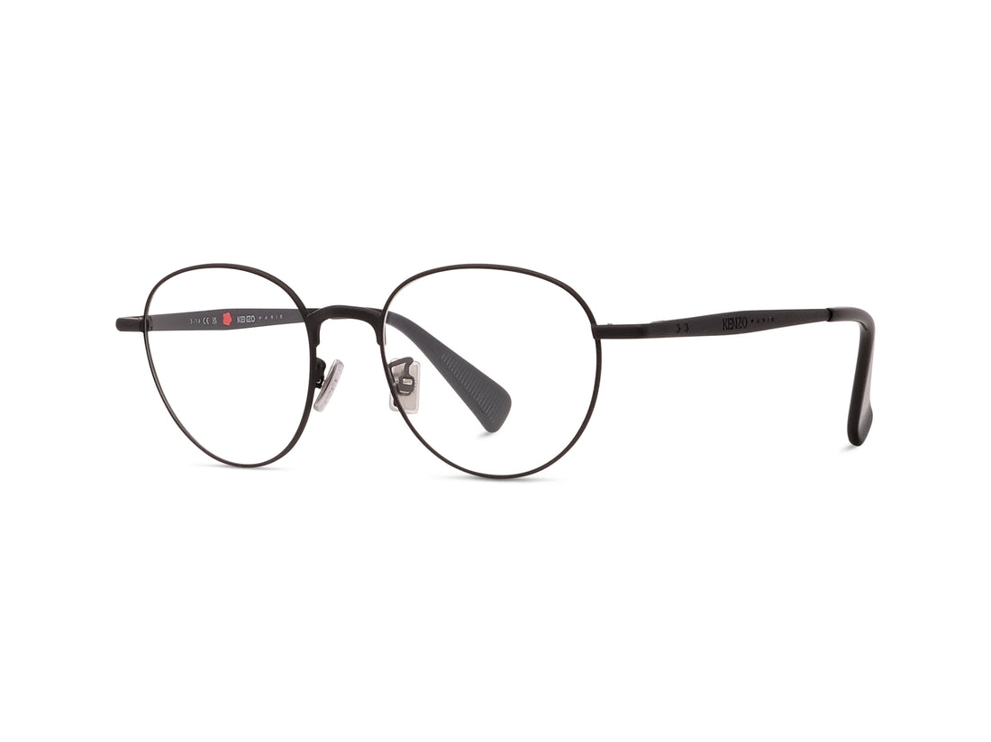 Prescription glasses kenzo boke flower kz50223u 002 black round unisex size 49mm - Main view