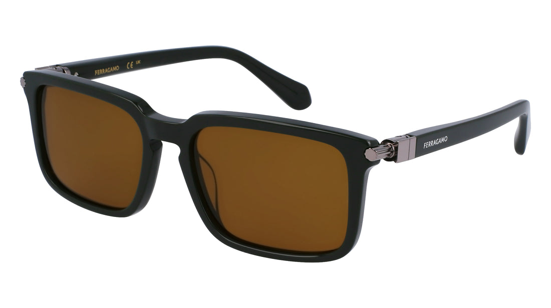 Occhiali da sole ferragamo sf1110s 302 verde rectangular masculino taglia 56mm - Vista dettagliata